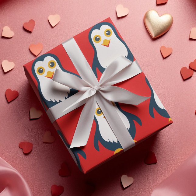 Papier Cadeau Pingouin bébé (baby penguin french fries birthday packing gift wrap,gift wrapping paper,return gift wrap paper)
