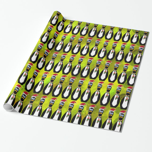 Papier Cadeau Pingouin crevé humoristique de Père Noël sur v2 (Déroulé)