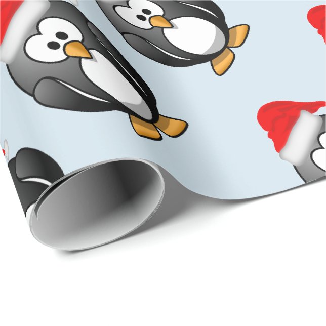 Papier Cadeau Pingouin de vacances (Coin rond)