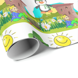 Papier Cadeau Pingouin en papier de la Saint-Patrick