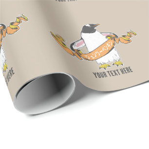 Papier Cadeau Pingouin Gentoo écriture japonaise Kanji