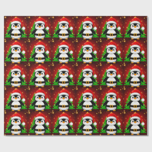 Papier Cadeau 🎄 Pingouin Père Noël Arbre de Noël Vacances Amusa