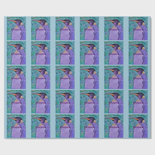 Papier Cadeau Pingouin pourpre (Plat)