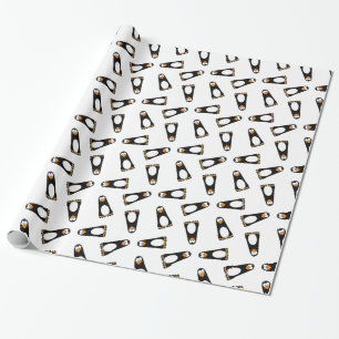 Papier Cadeau Pingouin songeur de bande dessinée sur le motif