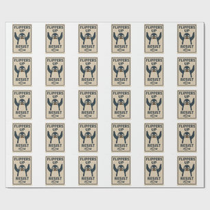 Papier Cadeau Pingouins contre les tarifs douaniers anti Trump J