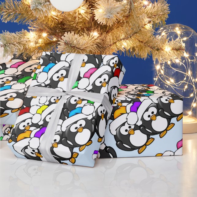 Papier Cadeau Pingouins de Noël (Vacances)