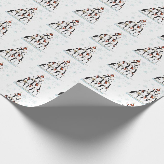 Papier Cadeau Pingouins de Noël Motif avec des lacs de neige (Coin)