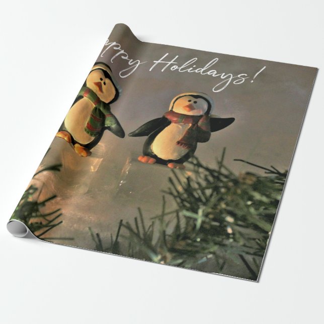 Papier Cadeau Pingouins de vacances (Déroulé)