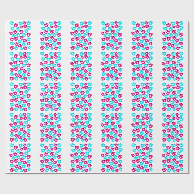 Papier Cadeau Pink and Blue Heart Cups Pattern (Plat)