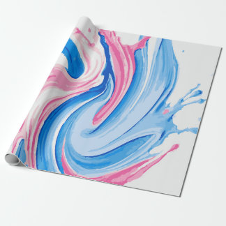 Papier Cadeau Pink and Blue Paint Splash Pattern on White – Fun