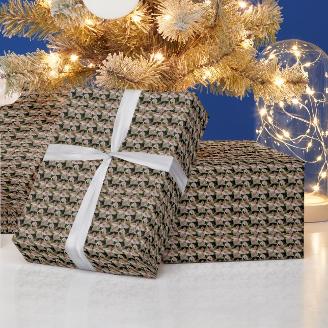 Papier Cadeau Pink and Cream Poinsettias Motif (Vacances)