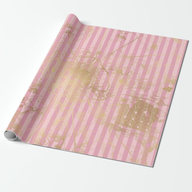 Papier Cadeau Pink and Gold Paris Foil (Déroulé)