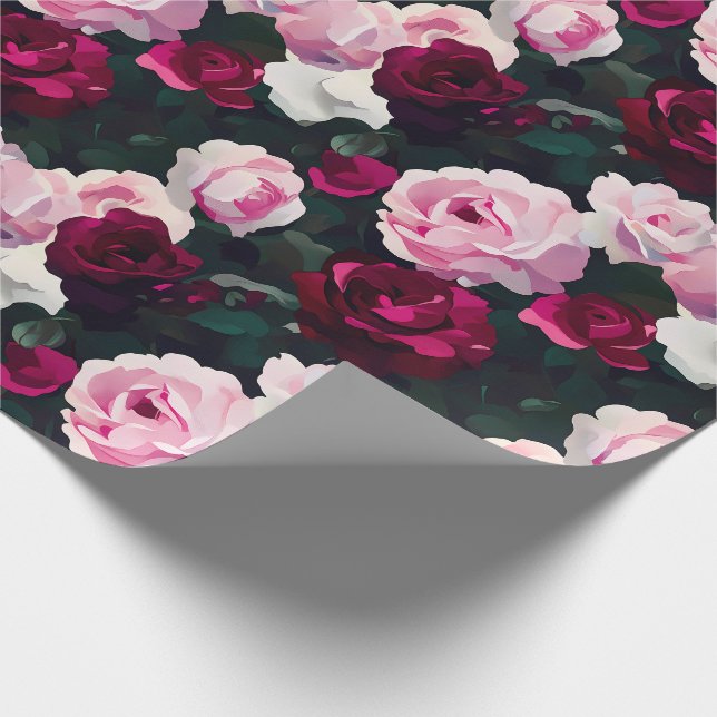 Papier Cadeau Pink and Red Painted Roses (Coin)