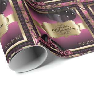 Papier Cadeau Pink, Black & Gold Metallic - 00e anniversaire