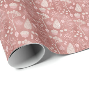 Papier Cadeau Pink Blush Tree Botanical Noël Gite Cadeau