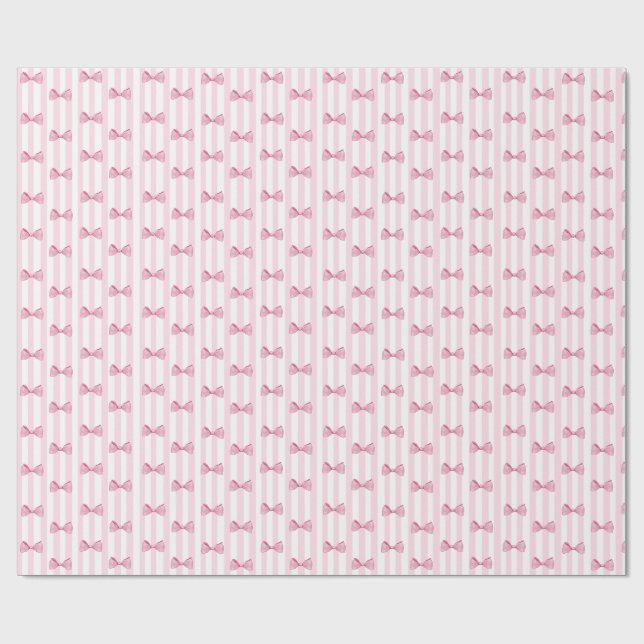 Papier Cadeau Pink Bows Baby Girl Baby shower envelopper cadeau (Plat)