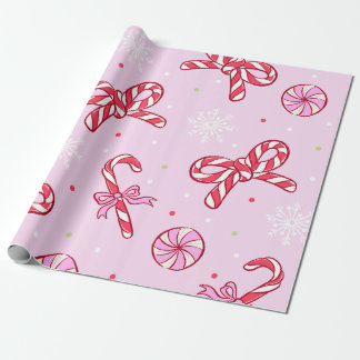 Papier Cadeau Pink Candy Cane Christmas