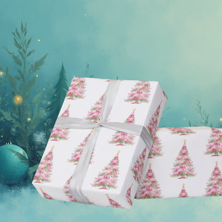 Papier Cadeau  Pink Christmas Tree
