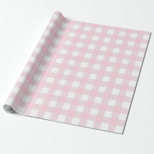 Papier Cadeau Pink clair et blanc de chèque plissé Grand Motif