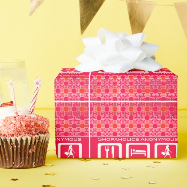 Papier Cadeau Pink Funny Shopaholic Eat Sleep Shop Award (Fête d'anniversaire)