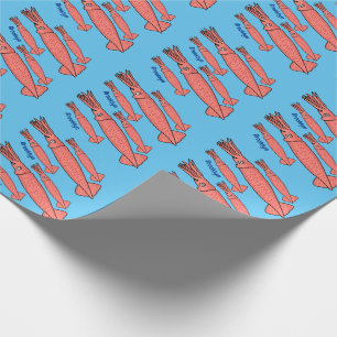 Papier Cadeau Pink happy squid cartoon illustration