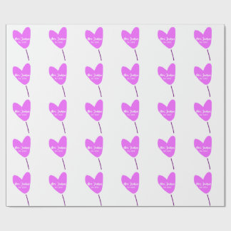 Papier Cadeau Pink heart balloon Mrs add name est. Add year love