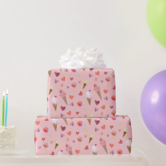 Papier Cadeau Pink Ice Cream Party Retro Inspiré Art original