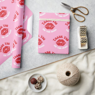 Papier Cadeau Pink Kiss Business Shop Merci Pour Votre Commande