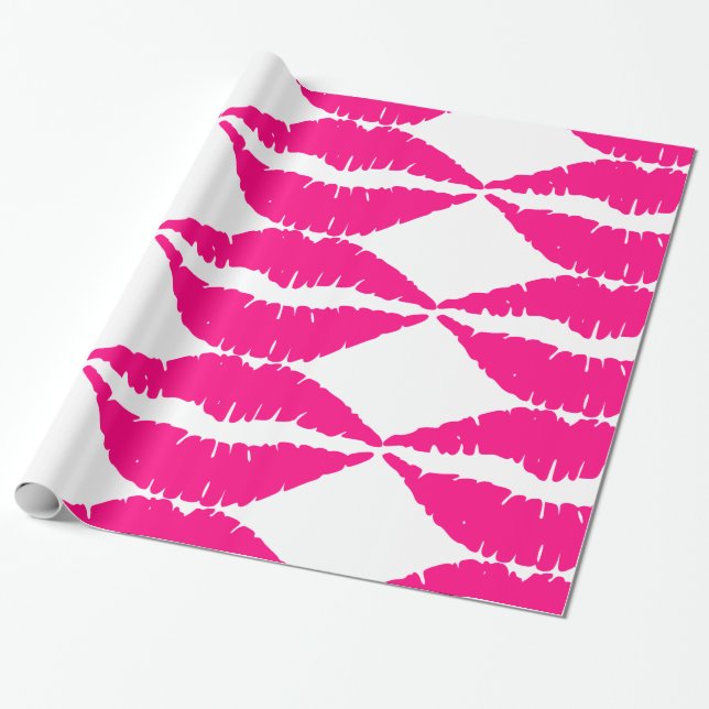 PAPIER CADEAU PINK KISS LIPS NOËL LIVRE D'ENVELOPPEMENT DE NOËL (Déroulé)