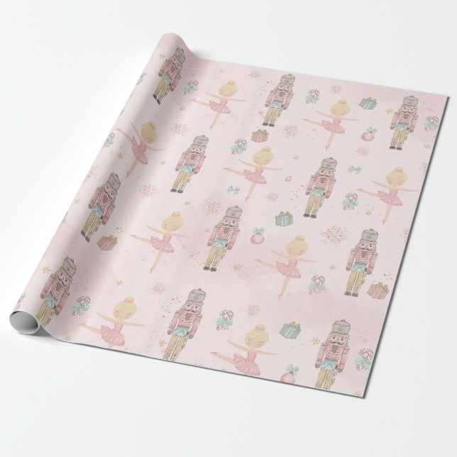 Papier Cadeau Pink Le Casse-Noisette Ballet de Noël Découpage (Déroulé)