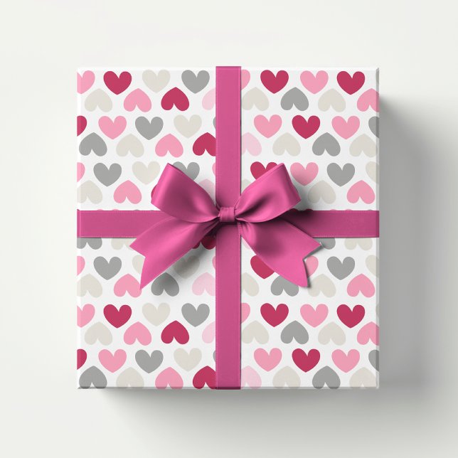Papier Cadeau Pink Love Heart Romantique Moderne Fille (Créateur téléchargé)