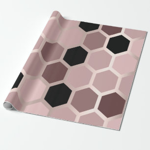 Papier Cadeau Pink Mauve Rose Gold Geometry Honeycomb Hexagon