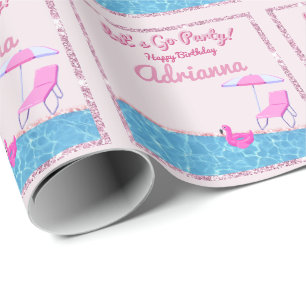 Papier Cadeau Pink Parties scintillant Beach Party