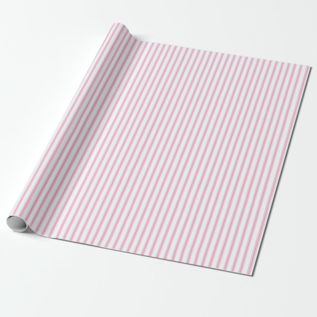 Papier Cadeau Pink Pastel Ferme Rustique Ticking Strift Cadeau (Déroulé)