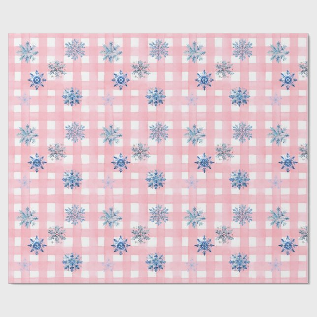 Papier Cadeau Pink Plaid Snowflake (Plat)