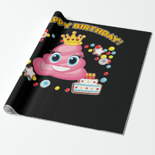Papier Cadeau Pink Poop Emoji Joyeuses Filles Anniversaires