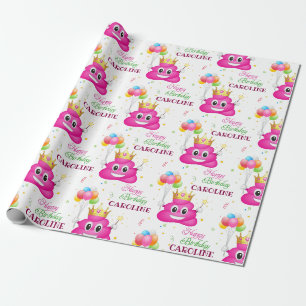 Papier Cadeau Pink Poop Emoji Princess Anniversaire