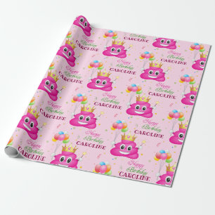 Papier Cadeau Pink Poop Emoji Princess Anniversaire