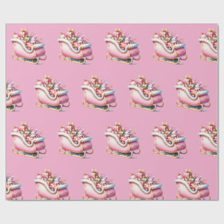 Papier Cadeau Pink Sleigh Christmas Holiday