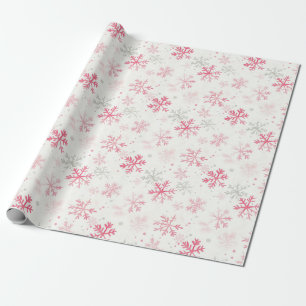 Papier Cadeau Pink Snowflakes Vintage Noël