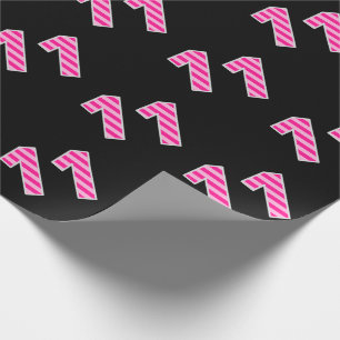 Papier Cadeau Pink Stripes 11 N° d'événement (Anniversaire, Anni
