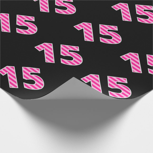 Papier Cadeau Pink Stripes 15 N° d'événement (Anniversaire, Anni (Coin)