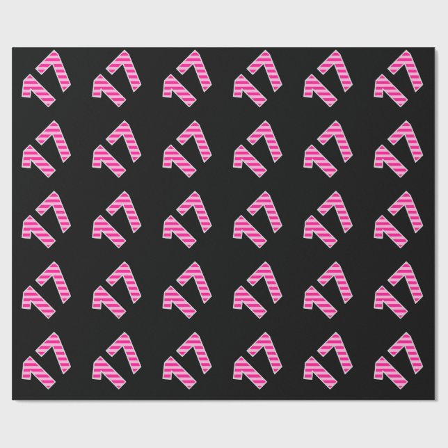 Papier Cadeau Pink Stripes 17 N° d'événement (Anniversaire, Anni (Plat)