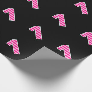 Papier Cadeau Pink Stripes 1 Numéro d'événement (Anniversaire, A