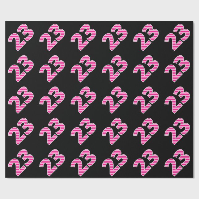 Papier Cadeau Pink Stripes 23 N° d'événement (Anniversaire, Anni (Plat)