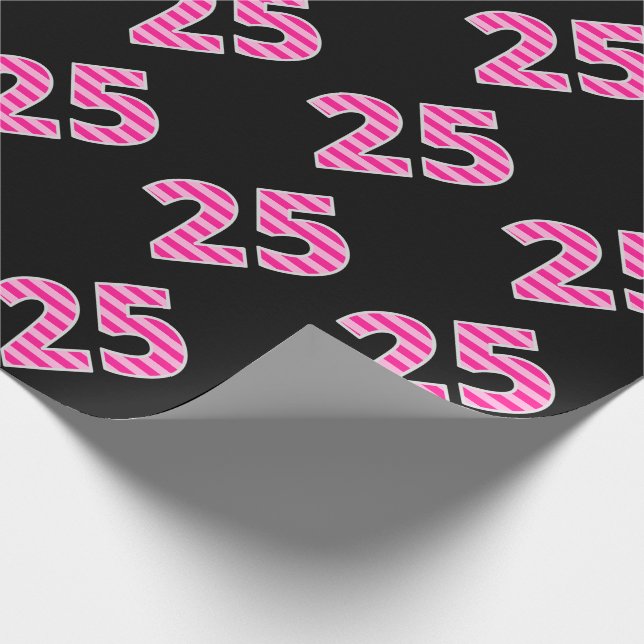 Papier Cadeau Pink Stripes 25 N° d'événement (Anniversaire, Anni (Coin)