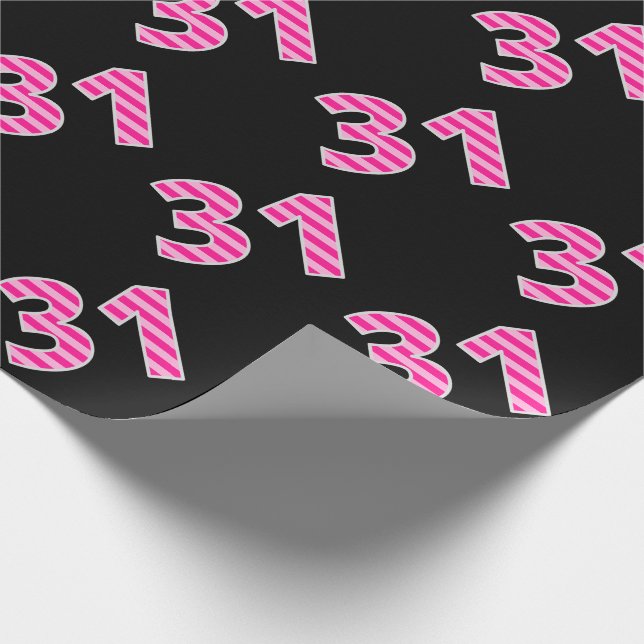 Papier Cadeau Pink Stripes 31 N° d'événement (Anniversaire, Anni (Coin)