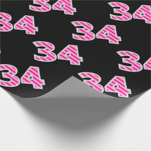 Papier Cadeau Pink Stripes 34 N° d'événement (Anniversaire, Anni