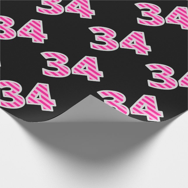 Papier Cadeau Pink Stripes 34 N° d'événement (Anniversaire, Anni (Coin)