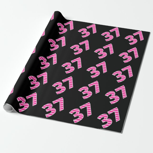 Papier Cadeau Pink Stripes 37 N° d'événement (Anniversaire, Anni (Déroulé)